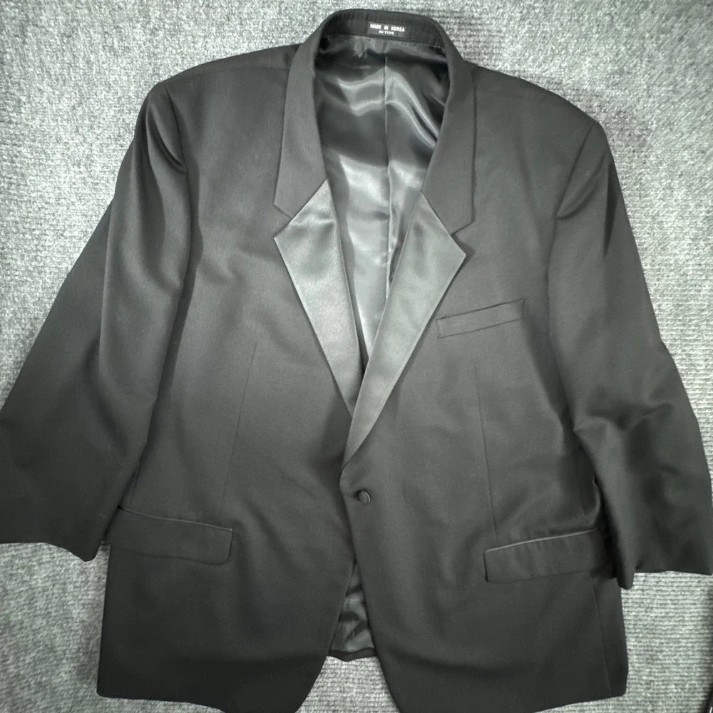 Vintage 90s Cricketeer Mens 52L Portly Tuxedo Black Wool 50 Waist Pants Korea